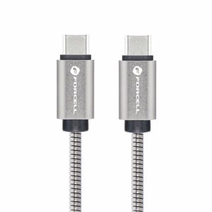 Kaapeli USB C - USB C Forcell F-Energy QC4.0 PD 5A 100W E-Mark Metal 2 m C239 hopeinen