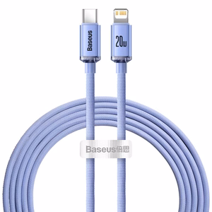 Baseus Crystal Shine USB-C - Lightning kaapeli 2 m 20W (violetti)