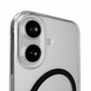 Puro Lite Mag TPU+PC suojakuori MagSafe-yhteensopiva iPhone 17:lle - läpinäkyvä mustalla renkaalla