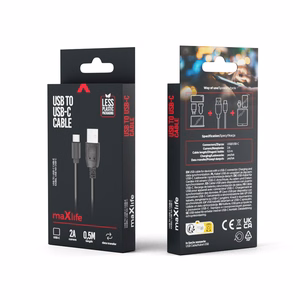 Maxlife cable USB - USB-C 0,5 m 2A black