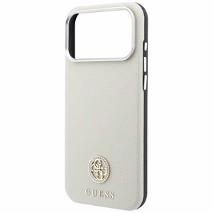 Guess Grained Round Strass Logo MagSafe -suojakuori iPhone 18 Pro Max / 17 Pro Max – beige