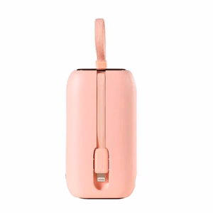 Joyroom mini powerbank 10000mAh värikäs sarja 22.5W, jossa on 2 sisäänrakennettua USB C ja Lightning kaapelia vaaleanpunainen (JR-L012)