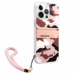 Guess GUHCP13XKCABPI iPhone 13 Pro Max 6.7" vaaleanpunainen/vaaleanpunainen kovakotelo Camo hihnamallisto