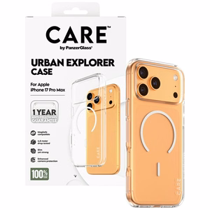 CARE by PanzerGlass Flagship Urban Explorer -suojakuori valkoisella MagSafella iPhone 17 Pro Max - läpinäkyvä