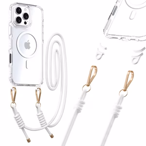 Tel Protect Strap läpinäkyvä suojakuori iPhone 15 Pro:lle valkoinen
