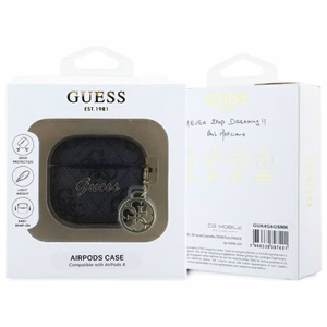 Guess GUA4G4GSMK AirPods 4 kotelo musta/musta 4G Charm -kokoelma