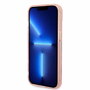 Guess GUHMP14MHTCMP iPhone 14 Plus 6.7 vaaleanpunainen/vaaleanpunainen kova suojakuori Gold Outline läpinäkyvä MagSafe