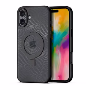 Dux Ducis Aimo Mag kotelo MagSafella ja jalustalla iPhone 16 - musta