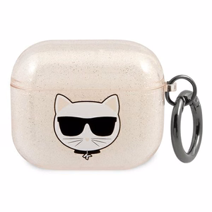 Karl Lagerfeld tapauksessa Airpods 3 KLA3UCHGD kulta Glitter Choupette