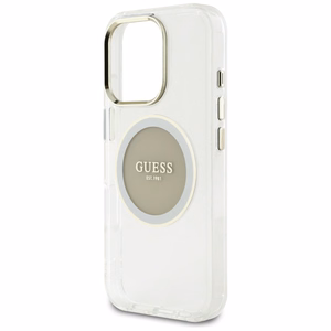 Guess IML Metal Colored Circle Classic Logo MagSafe Suojakuori iPhone 16 Pro:lle - harmaa