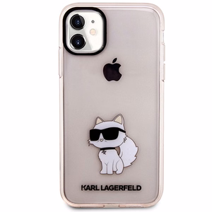 Karl Lagerfeld KLHCN61HNCHTCP vaaleanpunainen kova suojakuori iPhone 11 / Xr 6.1 Ikonik Choupette