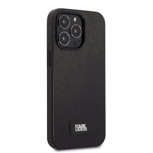 Karl Lagerfeld KLHCP13LSFMP2K iPhone 13 Pro / 13 6.1" kovakuori musta/musta Saffiano Plaque