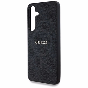 Guess Leather 4G Colored Ring Classic Logo MagSafe -suojakuori Samsung Galaxy S25 musta