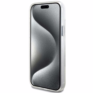 Guess GUHMP15MHRSGSD iPhone 15 Plus / 14 Plus 6.7" Läpinäkyvä/Läpinäkyvä Kova Suojakuori Ring Stand Script Glitter MagSafe