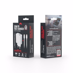 Maxlife MXTC-10-30AC PD QC charger 1x USB-C 1x USB 30W white + USB-C - USB-C cable 60W