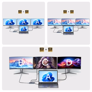 USB-C Hub 14 in 1 Wozinsky WDS03Y5S Multifunctional, Aluminum, for 3 Monitors, with 15 cm Cable - Gray