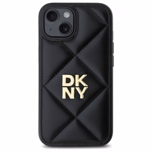 DKNY Quilted Stack Logo Suojakuori iPhone 15:lle - musta