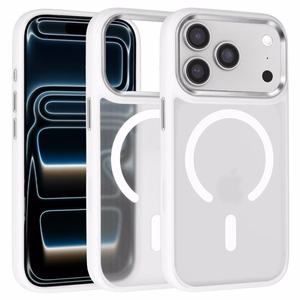 Liavec Cloudy suojakuori metallisella kamerakehyksellä Iphone 17 Pro Max -puhelimelle valkoinen (kameran ohjauspainike)