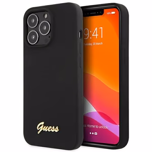 Guess GUHCP13XLSLMGBK iPhone 13 Pro Max 6.7" black/black hardcase Silicone Script Gold Logo