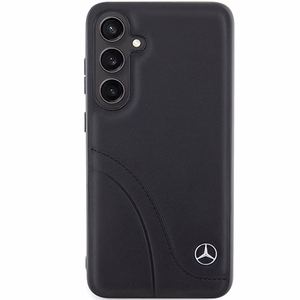 Mercedes nahkainen kaareva tikattu suojakuori Samsung Galaxy S24:lle - musta