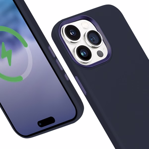 Crong Color Cover LUX Magnetic suojakuori iPhone 15 Pro -laitteelle, MagSafe-yhteensopiva, tummansininen