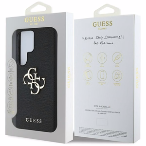 Guess Grained Big 4G Logo Small Classic Logo -suojakuori Samsung Galaxy S25 Ultra musta