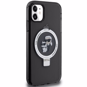 Karl Lagerfeld Ring Stand Karl&Choupette MagSafe suojakuori iPhone 11 / Xr:lle - musta