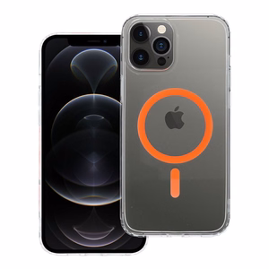 Suojakuori iPhone 12 PRO MAX:lle Drop Glue Colorful Ring Mag -kuori MagSafe-yhteensopiva oranssi