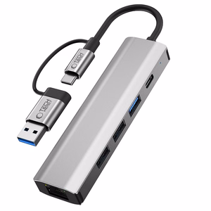 Tech-Protect HB03 HUB Adapter 5in1 USB-C + USB2.0 + USB3.0 + RJ45 - gray