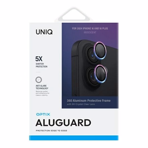 Uniq Optix alumiinikamerasuoja aplikaattorilla iPhone 16 / iPhone 16 Plus - iriseeraava