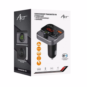 ART FM-lähetin bluetooth 5.0 + USB A QC3.0 + Typ C (yhteensä 30W) FM-84B musta