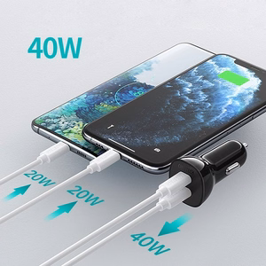 Laturi CHOETECH 2xUSB-C: 12-24 V, 40 W, QC3.0 + PD