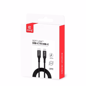 Crong Soft Link USB-C–USB-C-kaapeli, 1,2 m, 100 W PD, 5 A, musta