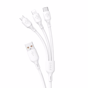 Dudao L8A-3in1 USB-A - USB-C / micro USB / Lightning 480Mb/s Cable 1.2m - White