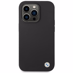 BMW Silikoninen Metal Logo Suojakuori iPhone 15 Pro:lle - musta