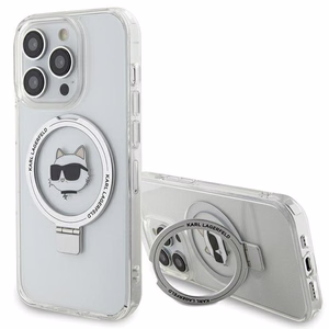 Karl Lagerfeld KLHMP15LHMRSCHH iPhone 15 Pro 6.1 valkoinen/valkoinen kovakuori Ring Stand Choupette Head MagSafe