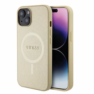 Guess GUHMP15MPSAHMCB iPhone 15 Plus 6,7 kultainen/kultainen kovakuori Saffiano MagSafe