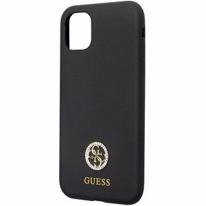 Guess GUHCN614DGPK Suojakuori iPhone 11 / Xr:lle - musta Silikoninen Logo Strass 4G