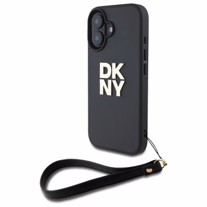 DKNY Wrist Strap Stock Logo Suojakuori iPhone 16:lle - musta