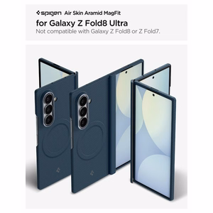 Spigen AirSkin Aramid MagFit MagSafe suojakuori mallille Samsung Galaxy Z Fold 8 Ultra – tummansininen