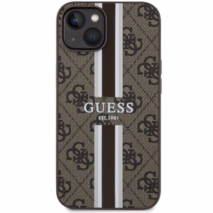 Guess GUHMP14MP4RPSW iPhone 14 Plus 6.7 ruskea/ruskea suojakuori 4G Printed Stripes MagSafe