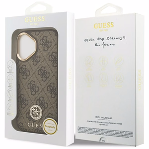 GUESS Suojakuori IPHONE 17 MagSafe GUHMP17SP4GRMDEW (PU W/ 4G Strass Logo) ruskea