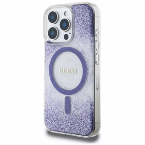 Guess HC Resin Bottom Glitter MagSafe Suojakuori iPhone 16 Pro Maxille - violetti