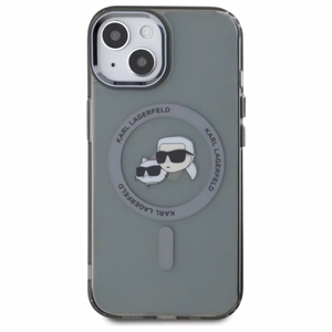 Karl Lagerfeld KLHMP15SHLSKCK iPhone 15 6.1" musta/musta kovakuori IML Metal Karl&Choupette Head MagSafe