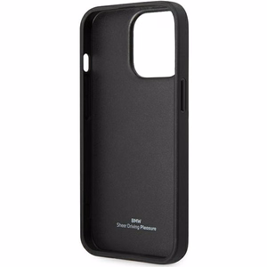 BMW BMHCP14L22RBDK Suojakuori iPhone 14 Pro 6.1" musta/musta kovakuori Nahkainen Blue Dots
