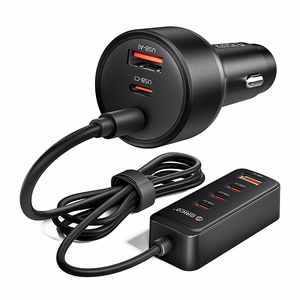 Orico ChargeClip 108W autolaturi 2x USB-A + 4x USB-C pidikkeellä - musta