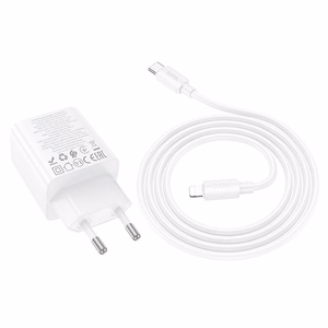 Puhelinlaturi Hoco 2 x USB-C + 2 x USB-A QC3.0 PD 3A 20W + USB-C - Lightning -kaapeli N55 valkoinen