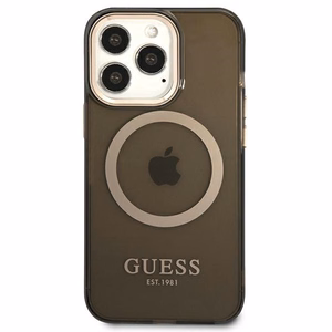 Guess Gold Outline läpinäkyvä MagSafe Suojakuori iPhone 13 Pro Max:lle - musta