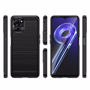 Carbon Case suojakuori Realme 10 5G / Realme 9i 5G:lle joustava silikoninen hiilikuitukuori musta