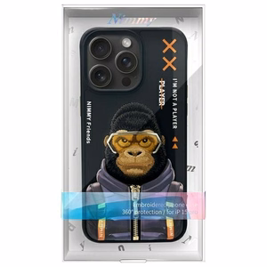 NIMMY Suojakuori COOL&CUTE 2.0 Monkey iPhone 15 Pro:lle - musta